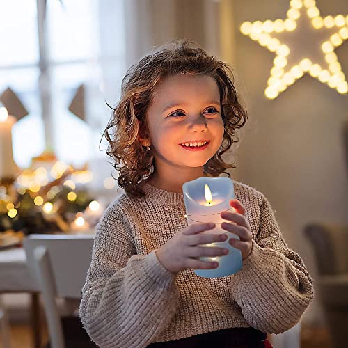 danip Sky Blue LED Flameless Candle, with Embedded Star String, 3-Piece Set of LED Candles, with 11 Button Remote Control, 24-Hour Timer Function, Dancing Flames, Real Wax, Battery Powered. - color: Sky BlueZ#1*3