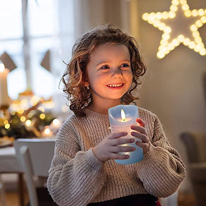 danip Sky Blue LED Flameless Candle, with Embedded Star String, 3-Piece Set of LED Candles, with 11 Button Remote Control, 24-Hour Timer Function, Dancing Flames, Real Wax, Battery Powered. - color: Sky BlueZ#1*3