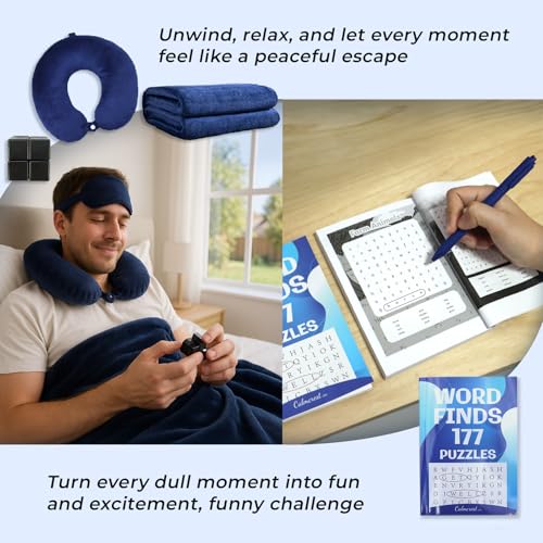 Get Well Gifts for Men After Surgery, Care Package Thinking of You Gifts | 9 PCS Cancer Support Gifts for Men, Feel Better Gift Basket with Flannel Blanket, Word Search Book, Comfort Gifts for Dad