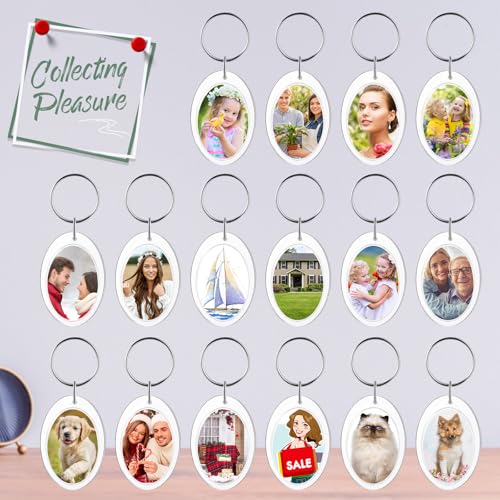 Junkin 150 Pack Acrylic Photo Keychains Clear Personalized Picture Frame Keychain Holder Blank Photo Insert Keyring DIY Favor - style: Oval