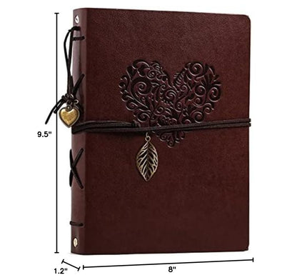 Photo Album 4x6 160 Photos, Leather Photo Albums with Writing Space With 30 Writing Paper, Travel Family Wedding Kids Graduation Ultrasound Baby Picture Album Scrapbook Photo Album - color: Heart