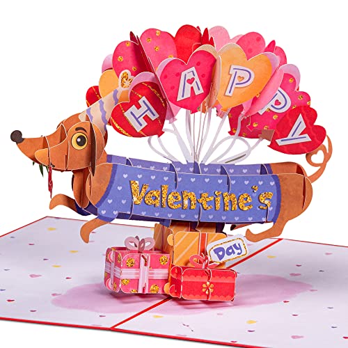 Paper Love Happy Valentine's Day Card, 3D Dog Pop Up Valentine Cards - 5" x 7" Cover - Includes Envelope and Removable Note Card - color: Happy Valentines Dog