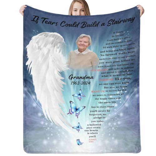 Custom Memorial Blanket with Picture Personalized Sympathy Remembrance Condolences Bereavement Gifts Sympathy Gifts for Loss of Loved One Mother Dad Grandma Grandpa Sister Daughter Friend - color: Design8