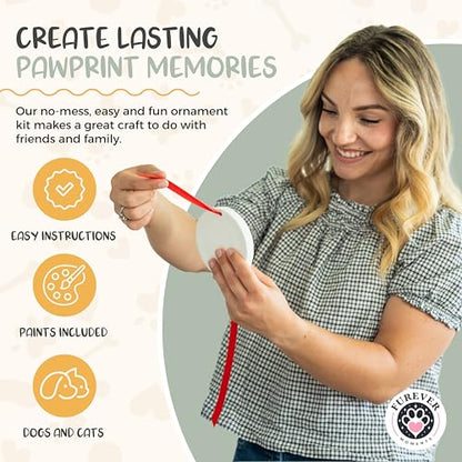 Pet Paw Print Kit for Dogs, Dog Paw Print Kit for Cats, Dog Keepsake Gift | Makes (2) Ornaments, Pet-Safe Clay and Paints, Great Gifts for Dog Lovers (Cats too!), Inkless Pet Paw Print Impression Kit
