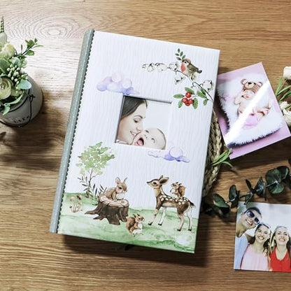 Holoary Baby Photo Album 4” x 6” 300 Photos, Newborn Baby Keepsake Gifts for Baby Boy/Girl and New Parents, Woodland Animals Design Baby Photo Albums - size: 8.4''x12.9''