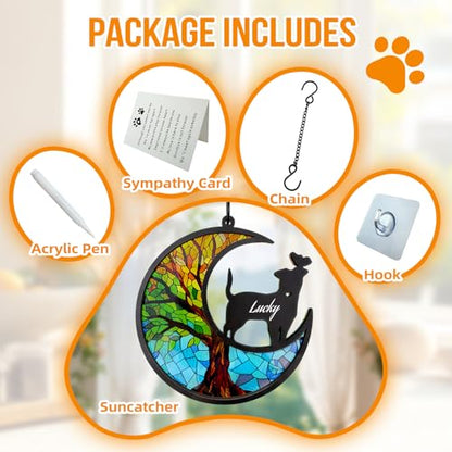Dog Memorial Suncatcher,Pet Remembrance Gift with Sympathy Card for Loss of Dog,Tree of Life DIY Ornament(God's Butterfly) - color: Butterfly