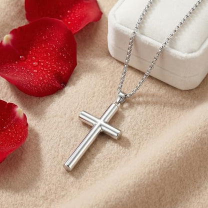 925 Sterling Silver Cross Necklace for Men & Women Crucifix Jesus/Cross Pendant with 22"+2" Stainless Steel Chain Jewelry Gift for Christmas, Father's Day, Mother's Day, Birthday-Gift Box Included - style: A03 Cross