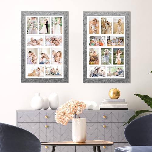 13x21 Collage Frame, 10 Open 4x6 Photo Frame Collage for Wall - color: Grey, size: 13x21 - (10 open4x6）