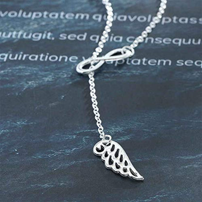 Olbye Infinity Angel Wing Necklace Choker Silver Infinity Necklace Everyday Jewelry for Women