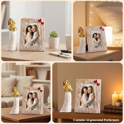 Encouragement Gifts for Women Friends Daughter Kids Inspirational Support | Sunflower Gifts for Women Birthday 6.7" Resin Sculpted Hand-Painted Figurines Home Decor(Frame for Free) - style: Encouragement Set