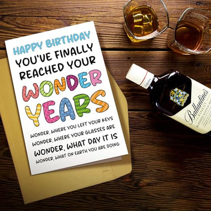 Supoeguk Funny Old Age Birthday Card for Men Women, Humor Wonder Years Birthday Card Gift for 50th 60th 70th 80th 90th, You Have Finally Reached Your Wonder Years... - color: Old Birthday