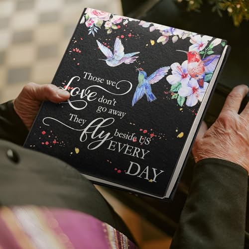 ReliThick Cardinal Funeral Photo Album 4 x 6 Inch 200 Blank Pages Memorial Leather Memory Album Scrapbook for Memorial Service Celebration of Life Decor in Loving Party Supply(Hummingbird) - style: Hummingbird