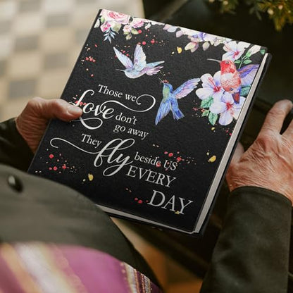 ReliThick Cardinal Funeral Photo Album 4 x 6 Inch 200 Blank Pages Memorial Leather Memory Album Scrapbook for Memorial Service Celebration of Life Decor in Loving Party Supply(Hummingbird) - style: Hummingbird
