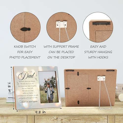 Father Memorial Picture Frame Gift, Memorial Gifts for Loss of Dad, Wooden Loss of Father Sympathy Gift, Condolences Bereavement Gifts for Loss of Dad, In Loving Memory of Dad Picture Frames -B04