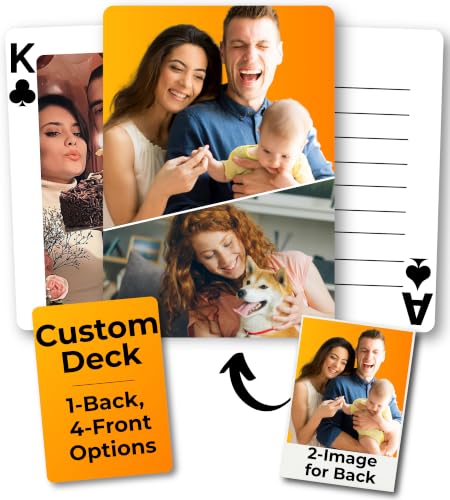 Custom Deck of Playing Cards Dual Side - Personalized Playing Cards with Photo - Print 2 Pictures in Single Frame on All Cards Back - Customized Gift for Wedding, Party, Gathering - Made in USA - color: Front/Back - 3 Pics