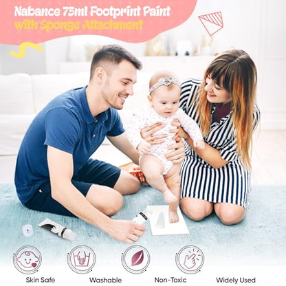Nabance 2.54 fl oz White Baby Hand and Footprint Friendly Ink Paint, Dog Cat Paw Print Safe Ink, Non-Toxic Acid-Free, Safe Gentle for Home School Christmas New Year DIY Keepsake Stamp - color: White