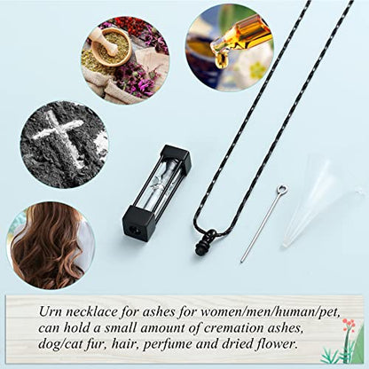Imrsanl Glass Hourglass Urn Necklace Cremation Jewelry for Ashes - color: Black