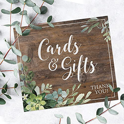 Lush Greenery Cards And Gifts Sign / 8" x 9" Rustic Wedding Sign/Lush Greenery Table Top Sign/Wedding Anniversary Reunion Sign/Made In The USA - color: Lush Greenery, style: Gifts & Cards