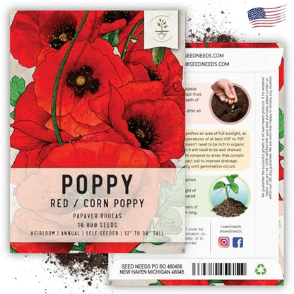 Seed Needs Red Corn Poppy Seeds to Plant Annual Flowering Poppies 1 Pack