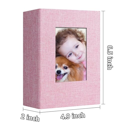 Photo Album 4x6 52 Pockets with Linen Cover Picture Albums for Family, Wedding, Baby, Photo Book Holds Vertical Pictures Pink - color: Pink, size: 52 Pockets