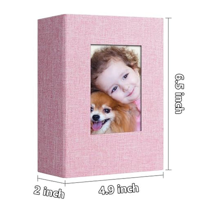 Photo Album 4x6 100 Pockets Photo Albums with Linen Cover Picture Albums for Family, Wedding, Baby, Photo Book Holds Vertical Pictures Pink - color: Pink, size: 100 Pockets