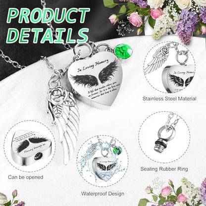 Ecation 12 Set Small Urn Cremation Jewelry Necklaces for Ashes Stainless Steel Keepsake Urns Memorial Locket Mini Ash Holders Waterproof for Human Adult Female Male Family Loved One (Green) - color: Green