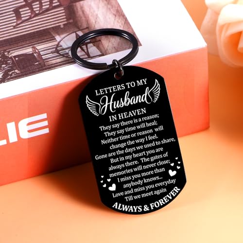 KINMES Loss of Husband Sympathy Gifts In Memory of Husband Keychain for Grieving Wife Memorial Gift for Lossed Loved One Heaven Bereavement Gift for Funeral/Condolence