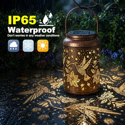 Cawalap Birthday Day Gifts for Women, Solar Lanterns Outdoor Waterproof | Hummingbird Hanging Solar Lights Outside Gardening Gifts, Garden Decor, Mothers Day Gifts for Mom Grandma,