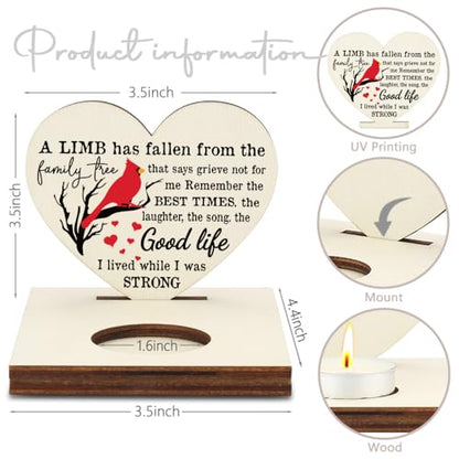 Sympathy Memorial Heart Candlestick Holders, Christmas Thank You Friends Gifts, Going Away Gifts for Women Friend Sister Bestie Coworker Coach Nurse, Condolence Heart Candlestick Holders-LATZ01 - color: Wood Family Tree