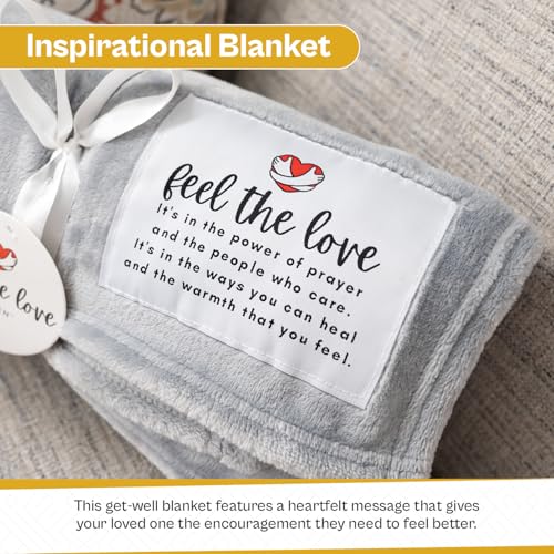 Get Well Blanket - Healing Blanket - Inspirational Blankets for Women/Men - Get Well Soon Gifts - Warm Hugs - Soft Fleece Throw Blanket - Strength - Healing Thoughts (Gray Fleece 50x65) - color: A- Gray Love