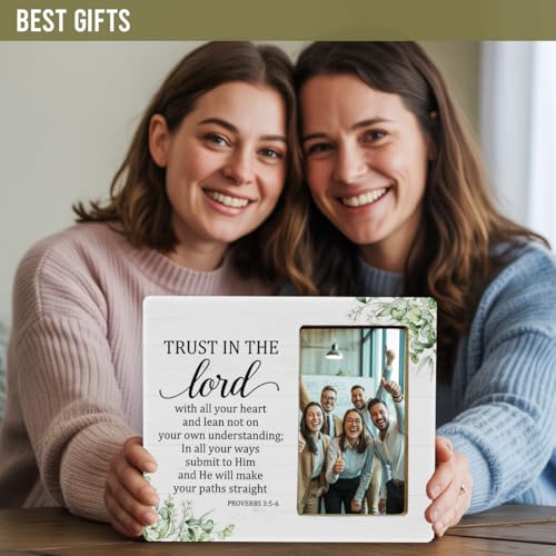 Christian Gifts Picture Frame for Faith, Trust in the Lord Gifts Picture Frame for Women Men - color: Christian