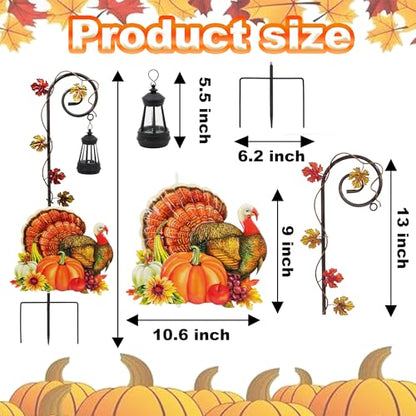 Turkey Solar Lantern Garden Stake Metal Outdoor Thanksgiving Yard Light - color: Turkey