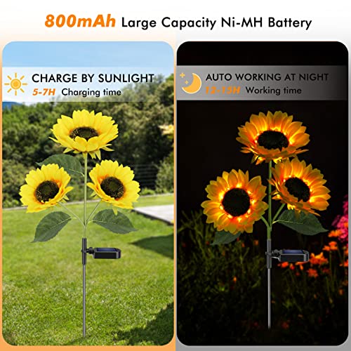 Solar Sunflower Lights Flowers Outdoor Waterproof for Yard Garden Cemetery