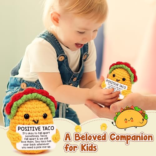 Positive Crochet Taco Christmas Birthday Gifts for Women Men Self Care Card Teacher Back to School Fall Decoration for Home Adult Kids Son Mom Dad Daughter Sister Friend Coworkers Inspirational Gift - style: Pick-me-up