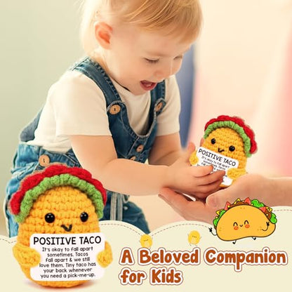 Positive Crochet Taco Christmas Birthday Gifts for Women Men Self Care Card Teacher Back to School Fall Decoration for Home Adult Kids Son Mom Dad Daughter Sister Friend Coworkers Inspirational Gift - style: Pick-me-up