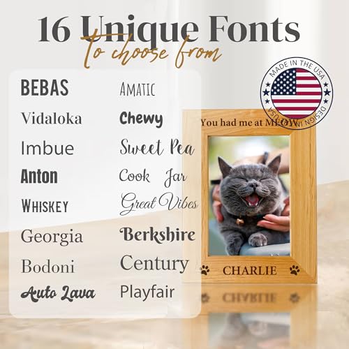 Personalized Dog Picture Frame with Gift Box, 5x7 Wooden Pet Photo Frame - color: Wood Frame, size: Landscape 5X7