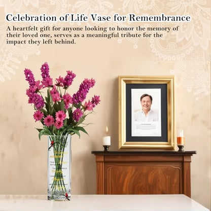 Sympathy Memorial Flowers Vase, Cardinal Grief Gifts for Loss of Love One, Funeral Glass Vase, in Loving Memory Comfort Heaven Gift, Best for Condolence, Bereavement, Remembrance, Celebration of Life