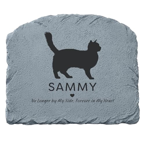 Let's Make Memories Personalized Memorial Garden Stone - Pet Silhouette - in Loving Memory - Cat - color: Cat - Silhouette + Heart