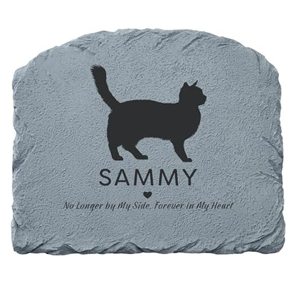 Let's Make Memories Personalized Memorial Garden Stone - Pet Silhouette - in Loving Memory - Cat - color: Cat - Silhouette + Heart