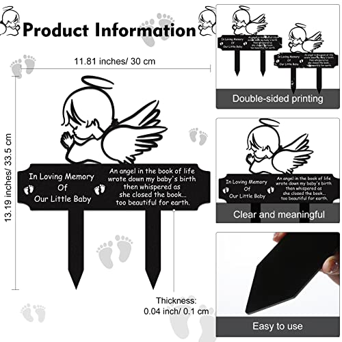 Memorial Stakes Grave Decoration, Baby Style, Metal, 13.19 x 11.81 x 0.04 inches/ 33.5 x 30 x 0.1 cm, Waterproof, Garden Cemetery Decorations for Grave Yard - style: Angel Baby