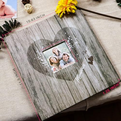 Holoary Self Adhesive Page Scrapbook Photo Album with Metallic Pen for 3x5 4x6 5x7 6x8 8x10 Hand Made DIY 40 pages Albums, Printed Kraft Paper Cover Memory Book (Wood Grain with Window) - color: Wood Grain