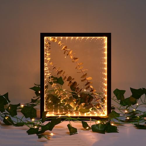 Shadow Box Frame with Lights 10'' ×8 '' Memory Boxes Keepsakes Display Case Dried Flower 3D Deep Picture Frame Memorial Gifts Memorabilia Medal Wedding Travel Baby Items (Black) - color: Black