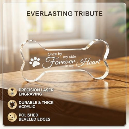Pet Dog Memorial Remembrance Gifts-Loss of Dog Cat Sympathy Gift Bone Shape | Dog Memorial Gifts for Loss of Dog, Crystal Bone Shape Decor Ornament for Dogs Puppy Keepsake