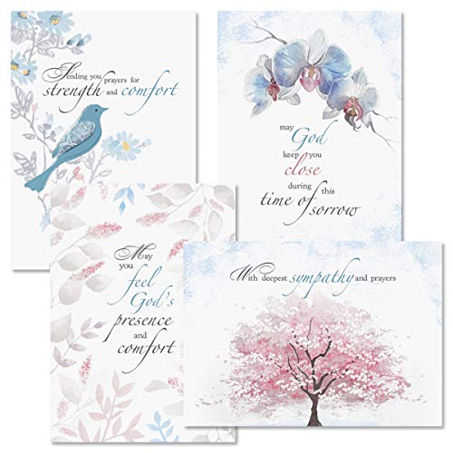 Current Condonlences Greeting Cards | Sympathy Comfort Faith, 8 Count, 4 Designs, 5" x 7" Folded, Scripture Inside, Envelopes Included, Value Pack - color: Comfort Faith