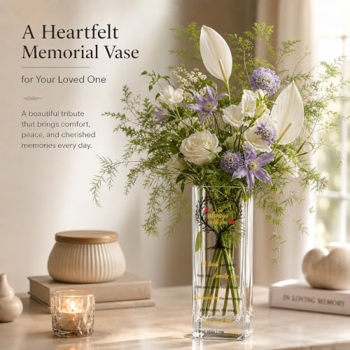 Cardinal Sympathy Memorial Flowers Vase, Grief Gifts for Loss of Loved One, Bereavement Gift, Sorry Your Loss Gift, Condolence Funeral Candle Holder Vase