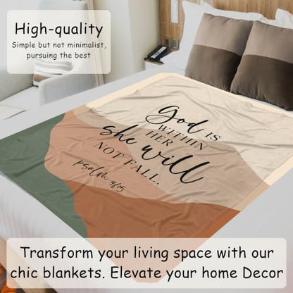 HIWX Boho Christian Bible Verse Religious Throw Blanket 50x60 she Will - color: She Will 1, size: 50“L x 60”W