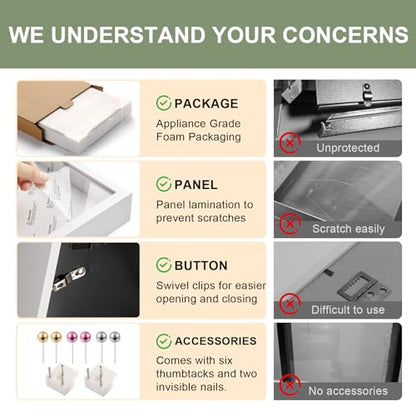 5x5 Smal Shadow Box Frame with Thickened Acrylic Panel & Pins - color: White+foam Back+foam Packaging, size: 5x5