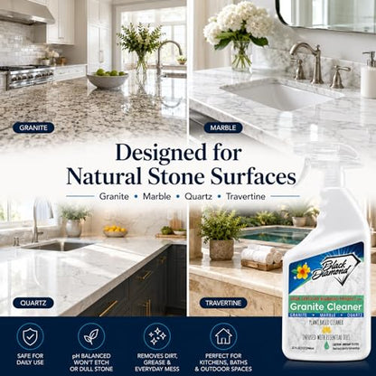 Black Diamond Stoneworks Granite Counter Cleaner: USDA Certified BIOBASED- Safe for Granite and other stone countertops. Safe for food contact formula to keep your countertops looking fresh and clean! - size: 160 Fl Oz (Pack of 1)