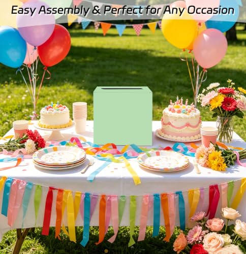 SietDESEO Sage Green Card Box with Slot Money Gift Card Box Holder for Party Wedding Reception Birthday Graduation Bridal Shower Baby Shower Diaper Raffle Box - color: SAGE GREEN CARD BOX, size: 7.8 X 7.8 X 7.8 INCH