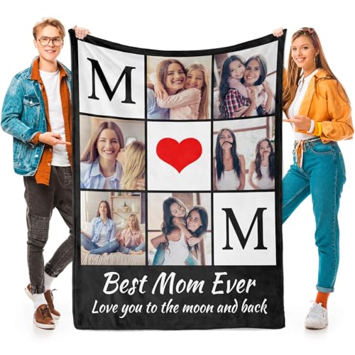 Printwoo Custom Photo Blanket Personalized Picture Blankets Birthday Gifts for Mom from Daughter Son Customized Gifts for Mom Grandma Wife - color: 1006 Photo-2